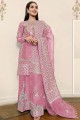 Pink Organza Eid Palazzo Suit with Printed
