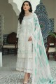 Embroidered Georgette White Eid palazzo Suit with Dupatta