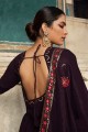 Purple Embroidered Gown Dress in Georgette
