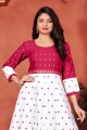 Printed Rayon Gown Dress in Pink with Dupatta