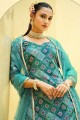 Printed Georgette Wedding Lehenga Choli in Turquoise blue with Dupatta