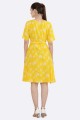 Printed Crepe Indo Western in Yellow