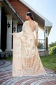 Weaving Raw silk Saree in Off white with Blouse
