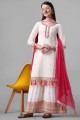 Pakistani Suit in Embroidered White Georgette
