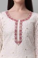 Pakistani Suit in Embroidered White Georgette