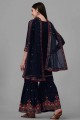 Navy blue Pakistani Suit with Embroidered Georgette