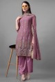 Pakistani Suit Georgette in Pink with Embroidered