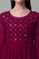 Embroidered Pakistani Suit in Magenta Georgette