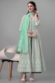 Georgette Sea green Pakistani Suit in Embroidered