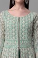 Georgette Sea green Pakistani Suit in Embroidered