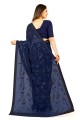 Embroidered Blue Party Wear Georgette Saree with Blouse