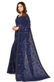 Embroidered Blue Party Wear Georgette Saree with Blouse