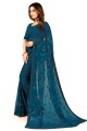 Georgette Party Wear Saree with Embroidered in Teal