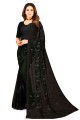 Black Party Wear Georgette Saree in Embroidered