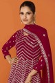 Maroon Anarkali Suit in Georgette with Embroidered