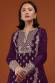 Embroidered Georgette Sharara Suit in Purple