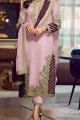 Pink Embroidered Salwar Kameez in Georgette