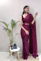 Magenta Silk Saree with Printed