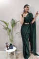 Dark green Printed Saree in Silk
