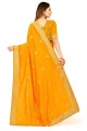 Georgette Zari,embroidered Mustard Saree with Blouse
