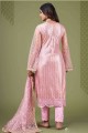 Net Embroidered Pink Salwar Kameez with Dupatta