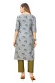 Crepe Straight Kurti with Printed in Multy