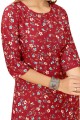 Red Straight Kurti in Crepe with Printed
