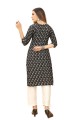 Straight Kurti in Black Crepe with Printed