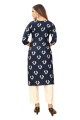 Navy blue Straight Kurti in Crepe with Printed
