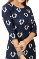 Navy blue Straight Kurti in Crepe with Printed