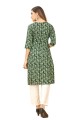 Straight Kurti in Green Crepe with Printed