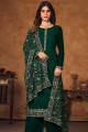 Salwar Kameez Georgette in Green with Embroidered