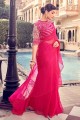 Pink Georgette Party Wear Saree with Sequins,thread