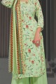 Printed Palazzo suit in Light green Crepe