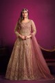 Light pink Net Printed Anarkali Suit with Dupatta