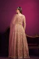 Light pink Net Printed Anarkali Suit with Dupatta