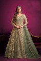 light Green Net Anarkali Suit with Printed