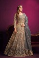 Anarkali Suit in Grey Net with Printed
