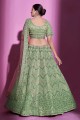 Silk Wedding Lehenga Choli with Mirror in Pista green