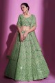 Silk Wedding Lehenga Choli with Mirror in Pista green