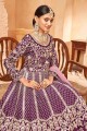 Art silk Anarkali Suit in Purple with Printed