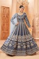 Anarkali Suit in Blue Art silk with Printed