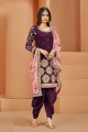 Patiala Suit in Purple Art silk with Embroidered