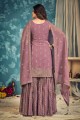 Georgette Purple Sharara Suit in Sequins