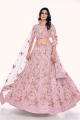 Pink Wedding Lehenga Choli with Thread Soft net