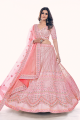 Thread Soft net Pink Wedding Lehenga Choli with Dupatta