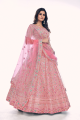 Silk Thread Wedding Lehenga Choli in Pink with Dupatta