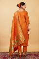 Salwar Kameez Silk in Orange with Printed