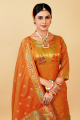 Salwar Kameez Silk in Orange with Printed