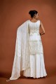 Sequins Georgette White Sharara Suit with Dupatta